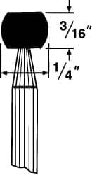 Grier Abrasives - 1/4 x 3/16" Head Diam x Thickness, B63, Wheel Radius Edge, Aluminum Oxide Mounted Point - Top Tool & Supply