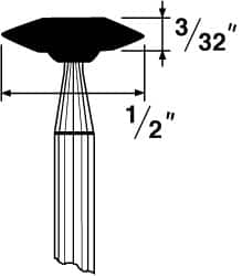 Grier Abrasives - 1/2 x 1/8" Head Diam x Thickness, B72, Wheel Tapered Edge, Aluminum Oxide Mounted Point - Top Tool & Supply