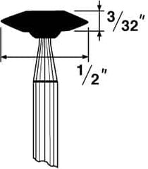 Grier Abrasives - 1/2 x 1/8" Head Diam x Thickness, B72, Wheel Tapered Edge, Aluminum Oxide Mounted Point - Top Tool & Supply