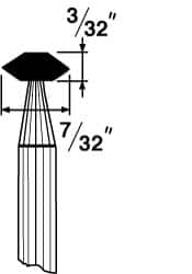 Grier Abrasives - 7/32 x 3/32" Head Diam x Thickness, B74, Wheel Tapered Edge, Aluminum Oxide Mounted Point - Top Tool & Supply