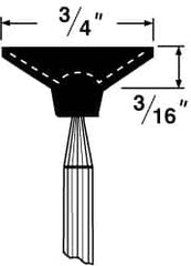 Grier Abrasives - 3/4 x 3/16" Head Diam x Thickness, B81, Inverted Cone Cupped End, Aluminum Oxide Mounted Point - Top Tool & Supply