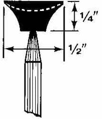 Grier Abrasives - 1/2 x 1/4" Head Diam x Thickness, B82, Inverted Cone Cupped End, Aluminum Oxide Mounted Point - Top Tool & Supply