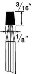 Grier Abrasives - 1/8 x 3/16" Head Diam x Thickness, B95, Flat Cone, Aluminum Oxide Mounted Point - Top Tool & Supply