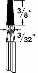 Grier Abrasives - 1/8 x 3/8" Head Diam x Thickness, B97, Flat Cone, Aluminum Oxide Mounted Point - Top Tool & Supply