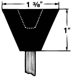 Grier Abrasives - 1-3/8 x 1" Head Diam x Thickness, A31, Inverted Cone Cupped End, Aluminum Oxide Mounted Point - Top Tool & Supply