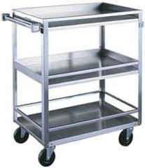 Made in USA - 500 Lb Capacity, 19" Wide x 31" Long x 33-3/4" High Standard Utility Cart - 3 Shelf, Stainless Steel, Swivel Casters - Top Tool & Supply