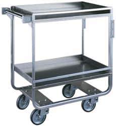 Made in USA - 650 Lb Capacity, 19-3/8" Wide x 32-5/8" Long x 34-1/2" High Standard Utility Cart - 2 Shelf, Stainless Steel, Swivel Casters - Top Tool & Supply