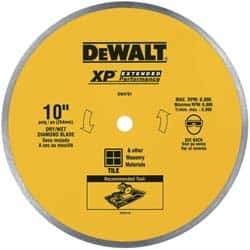 DeWALT - 10" Diam, 5/8" Arbor Hole Diam, Wet & Dry Cut Saw Blade - Diamond-Tipped, Standard Round Arbor - Top Tool & Supply