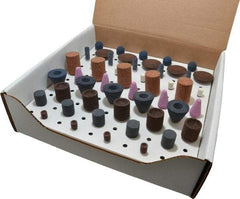 Grier Abrasives - 50 Piece Aluminum Oxide Vitrified Mounted Stone Abrasive Point Set - Assorted Shapes - Top Tool & Supply