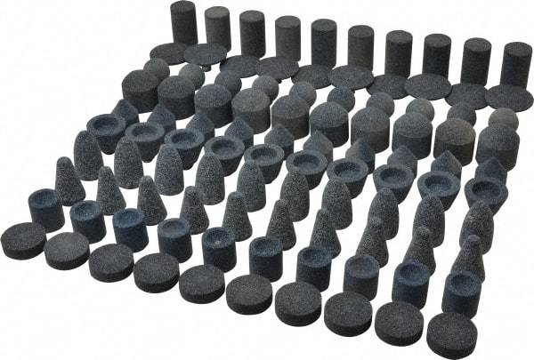 Grier Abrasives - 100 Piece Aluminum Oxide Vitrified Mounted Stone Abrasive Point Set - Includes Shapes A5, A12, A14, A21, A32, A37, A39, A40, W206 & W217 - Top Tool & Supply