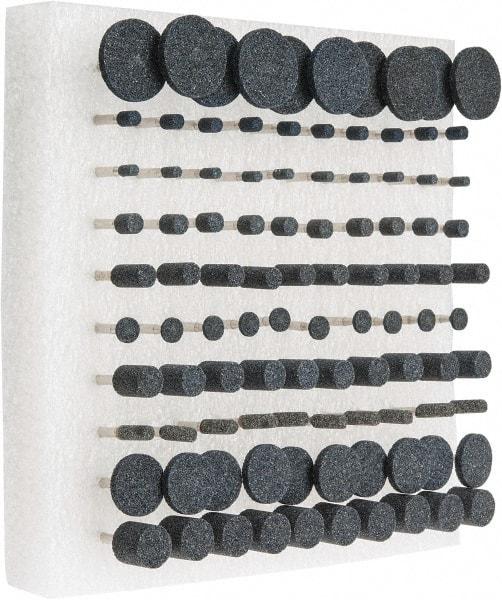 Grier Abrasives - 100 Piece Aluminum Oxide Vitrified Mounted Stone Abrasive Point Set - Includes Shapes W215, W152, W154, W160, W144, W200, W166, W176, W163 & W185 - Top Tool & Supply