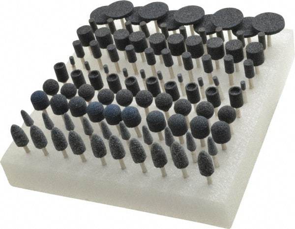 Grier Abrasives - 100 Piece Aluminum Oxide Vitrified Mounted Stone Abrasive Point Set - Includes Shapes W125, W154, W144, W163, W185, B91, B53, B121, B52 & B131 - Top Tool & Supply