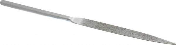 Strauss - 8-1/2" OAL Coarse Half Round Needle Diamond File - 1/2" Wide x 5/32" Thick, 4-3/8 LOC, 181 Grit - Top Tool & Supply