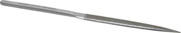 Strauss - 8-1/2" OAL Medium Half Round Needle Diamond File - 1/2" Wide x 5/32" Thick, 4-3/8 LOC, 126 Grit - Top Tool & Supply