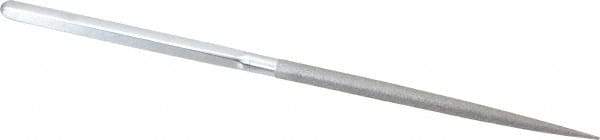 Strauss - 8-1/2" OAL Fine Round Needle Diamond File - 1/4" Wide x 1/4" Thick, 4-3/8 LOC, 91 Grit - Top Tool & Supply