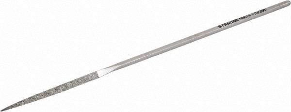 Strauss - 5-1/2" OAL Fine Three Square Needle Diamond File - 1/8" Wide x 1/8" Thick, 1-5/8 LOC, 91 Grit - Top Tool & Supply