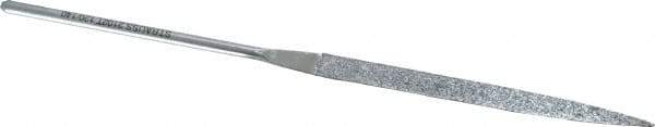 Strauss - 5-1/2" OAL Medium Barrette Needle Diamond File - 13/64" Wide x 1/16" Thick, 2-3/4 LOC, 126 Grit - Top Tool & Supply