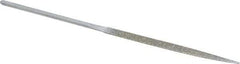 Strauss - 5-1/2" OAL Coarse Half Round Needle Diamond File - 13/64" Wide x 1/16" Thick, 2-3/4 LOC, 181 Grit - Top Tool & Supply