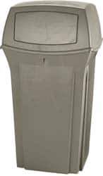 Rubbermaid - 35 Gal Beige Square Trash Can - Polyethylene, 41" High x 21-1/2" Long x 21-1/2" Wide - Top Tool & Supply