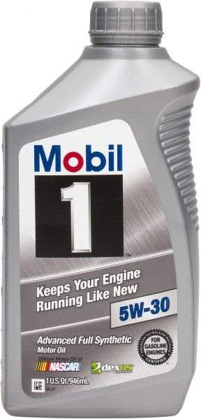 Mobil - 1 Quart Synthetic Engine Oil - Grade 5W-30 - Top Tool & Supply