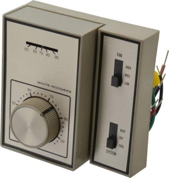 White-Rodgers - 40 to 90°F, 1 Heat, 1 Cool, Light-Duty Fan Coil Thermostat - 120 to 277 Volts, SPDT Switch - Top Tool & Supply