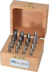 SGS Pro - 16 Piece, 1/4" Shank Burr Set - Tungsten Carbide, Multiple Head Shape - Top Tool & Supply