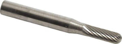 SGS Pro - 3/16" Cut Diam, 1/4" Shank Diam, Cylinder with Radius Head Single Cut Burr - Carbide, Radius End, 5/8" LOC - Top Tool & Supply