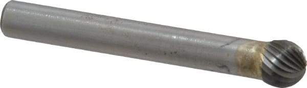 SGS Pro - 5/16" Cut Diam, 1/4" Shank Diam, Ball Head Single Cut Burr - Carbide, Radius End, 1/4" LOC - Top Tool & Supply