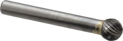 SGS Pro - 3/8" Cut Diam, 1/4" Shank Diam, Ball Head Single Cut Burr - Carbide, Radius End, 5/16" LOC - Top Tool & Supply