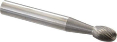 SGS Pro - 1/4" Cut Diam, 1/4" Shank Diam, Oval Head Single Cut Burr - Carbide, Radius End, 3/8" LOC - Top Tool & Supply