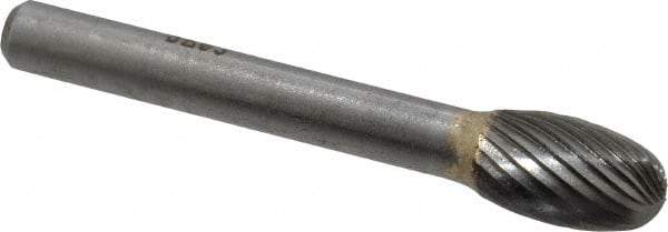 SGS Pro - 3/8" Cut Diam, 1/4" Shank Diam, Oval Head Single Cut Burr - Carbide, Radius End, 5/8" LOC - Top Tool & Supply