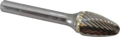 SGS Pro - 1/2" Cut Diam, 1/4" Shank Diam, Tree Head Single Cut Burr - Carbide, Radius End, 3/4" LOC - Top Tool & Supply