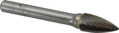 SGS Pro - 3/8" Cut Diam, 1/4" Shank Diam, Tree Head Single Cut Burr - Carbide, Point End, 3/4" LOC, 2-1/2" OAL - Top Tool & Supply