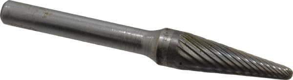 SGS Pro - 3/8" Cut Diam, 1/4" Shank Diam, Taper Head Single Cut Burr - Carbide, Radius End, 1-1/16" LOC - Top Tool & Supply