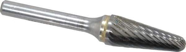 SGS Pro - 1/2" Cut Diam, 1/4" Shank Diam, Taper Head Single Cut Burr - Carbide, Radius End, 1-1/8" LOC - Top Tool & Supply