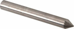 SGS Pro - 1/4" Cut Diam, 1/4" Shank Diam, Cone Head Single Cut Burr - Carbide, Point End, 3/16" LOC, 2" OAL - Top Tool & Supply