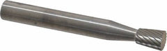 SGS Pro - 1/4" Cut Diam, 1/4" Shank Diam, Inverted Cone Head Single Cut Burr - Carbide, Flat End, 5/16" LOC - Top Tool & Supply