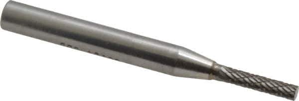 SGS Pro - 1/8" Cut Diam, 1/4" Shank Diam, Cylinder Head Double Cut Burr - Carbide, Flat End, 5/8" LOC, 2" OAL - Top Tool & Supply