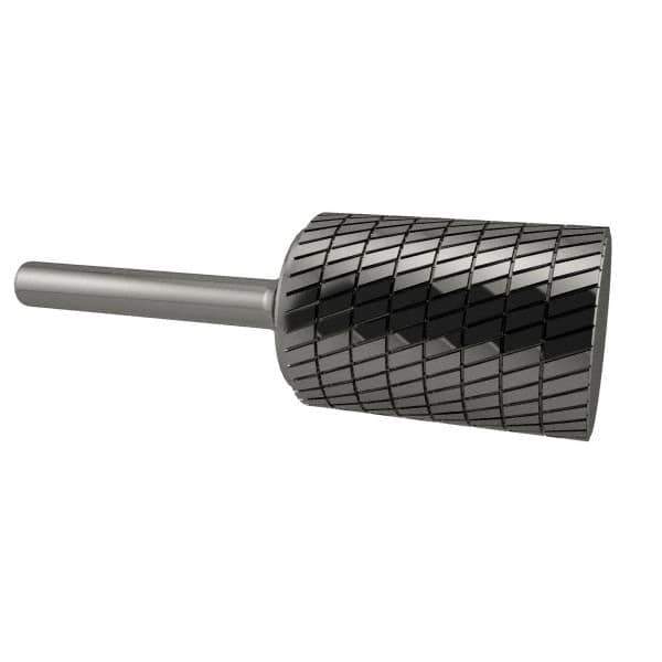 SGS Pro - 5/8" Cut Diam, 1/4" Shank Diam, Cylinder Head Double Cut Burr - Carbide, Flat End, 1" LOC, 2-3/4" OAL - Top Tool & Supply