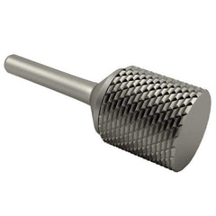 SGS Pro - 1" Cut Diam, 1/4" Shank Diam, Cylinder Head Double Cut Burr - Carbide, Flat End, 1" LOC, 2-3/4" OAL - Top Tool & Supply