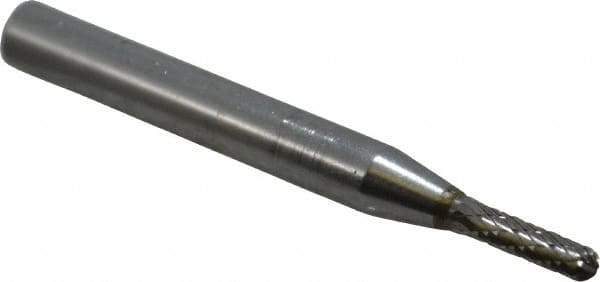 SGS Pro - 1/8" Cut Diam, 1/4" Shank Diam, Cylinder with Radius Head Double Cut Burr - Carbide, Radius End, 1/2" LOC - Top Tool & Supply