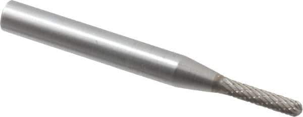 SGS Pro - 1/8" Cut Diam, 1/4" Shank Diam, Cylinder with Radius Head Double Cut Burr - Carbide, Radius End, 5/8" LOC - Top Tool & Supply