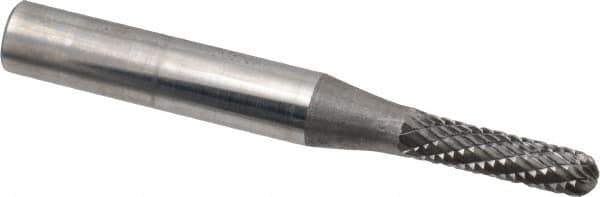 SGS Pro - 5/32" Cut Diam, 1/4" Shank Diam, Cylinder with Radius Head Double Cut Burr - Carbide, Radius End, 5/8" LOC - Top Tool & Supply