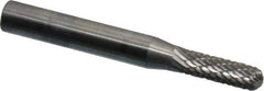 SGS Pro - 3/16" Cut Diam, 1/4" Shank Diam, Cylinder with Radius Head Double Cut Burr - Carbide, Radius End, 5/8" LOC - Top Tool & Supply