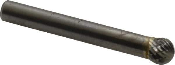 SGS Pro - 5/16" Cut Diam, 1/4" Shank Diam, Ball Head Double Cut Burr - Carbide, Radius End, 1/4" LOC - Top Tool & Supply