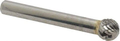 SGS Pro - 3/8" Cut Diam, 1/4" Shank Diam, Ball Head Double Cut Burr - Carbide, Radius End, 5/16" LOC - Top Tool & Supply