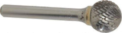 SGS Pro - 5/8" Cut Diam, 1/4" Shank Diam, Ball Head Double Cut Burr - Carbide, Radius End, 9/16" LOC - Top Tool & Supply