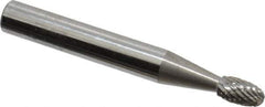 SGS Pro - 3/16" Cut Diam, 1/4" Shank Diam, Oval Head Double Cut Burr - Carbide, Radius End, 5/16" LOC - Top Tool & Supply