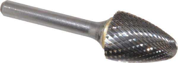 SGS Pro - 3/4" Cut Diam, 1/4" Shank Diam, Tree with Radius Head Double Cut Burr - Carbide, Radius End, 1" LOC - Top Tool & Supply