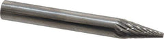 SGS Pro - 1/4" Cut Diam, 1/4" Shank Diam, Cone Head Double Cut Burr - Carbide, Point End, 1/2" LOC - Top Tool & Supply